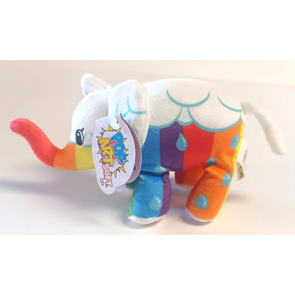 NOB Pop Art Soft STORMY Rainbow White Mini Elephant Bean Filled Mystery Plush